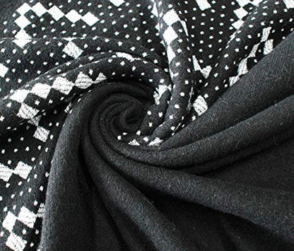 Urban CoCo Women's Color Block Shawl Wrap Open Front Poncho Cape - color: Series 26-black
