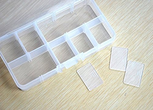 Driak 5PC 10 Grid Transparent Adjustable Plastic Box Metal Parts Storage Jewelry Box