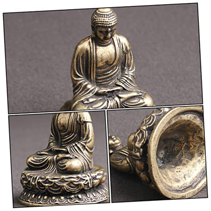 Cabilock Mini Zen Buddha Statue Antique Meditation Ornament for Decor Tranquil Temple Sculpture for Relaxation Zen Aesthetic for Family Friends