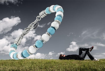 Beaded Bracelet for Men and Women – Natural Gemstone and Stainless Steel – Adjustable, Durable and Elegant – Made in Italy - color: Turquoise - Moonstone