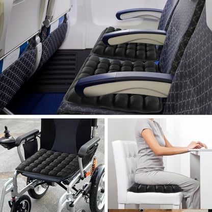 Travel Cushion Inflatable Seat Cushion 3D Air Seat Cushions Adjustable Inflatable Portable Airplane Pad for Wheelchair, Car, Office, Home Living (Black)