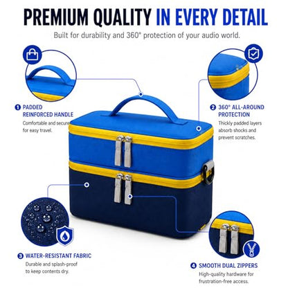 Bevegekos Carrying Storage Travel Bag for Toniebox 2 Starter Set, for 25+ Tonie Figures, Charging Station & Headphone, Case Only (Navy/Sky Blue, Large) - color: Navy/Sky Blue