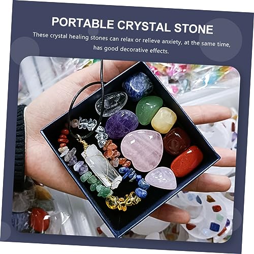 COLLBATH 1Set Delicate Healing Crystal Chakra Pendant Present Box Portable Meditation Stones for Yoga Decoration Personal Present for Meditation Enthusiasts