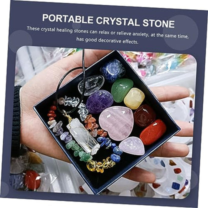 COLLBATH 1Set Delicate Healing Crystal Chakra Pendant Present Box Portable Meditation Stones for Yoga Decoration Personal Present for Meditation Enthusiasts
