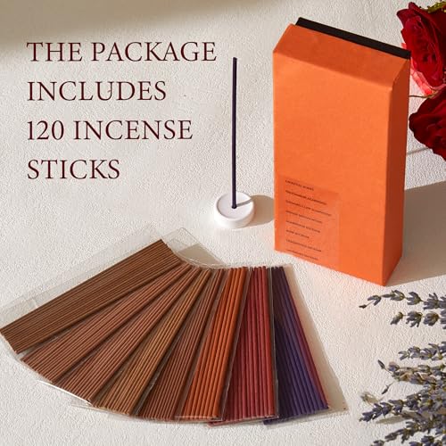 Mini Incense Sticks – Short 8-Scents Variety Set, 120 Natural Hand-Dipped Sticks (4" Long, 20-Min Burn) Clean-Burning Aromatherapy for Travel, Meditation & Daily Relaxation
