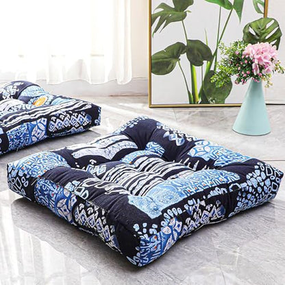 Square Meditation Floor Cushions,Large Floor Pillow Sitting for Adults and Kids,Boho Seats for Balcony Bedroom Tatami Living Room,22x22 Inch