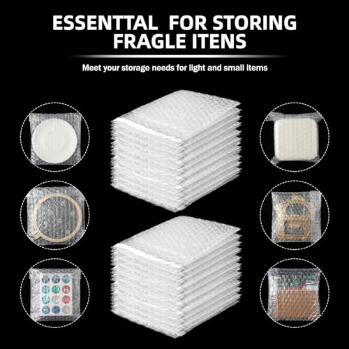 Frienda 300 Pcs Clear Self Sealing Bubble Cushion Bags Double Wall Bubble Pouch Bag Plastic Shockproof Protective Packing Bags for Small Business Moving Shipping Packaging Storage(6" X 6") - size: 6" X 6"