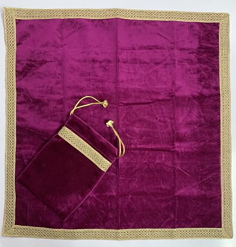 SMMS Spiritual Velvet Table Cloth Altar Tarot Spread (Wine, Medium- 61cm*61cm/ 24inch*24inch) - color: Wine, size: Medium- 61cm*61cm/ 24inch*24inch