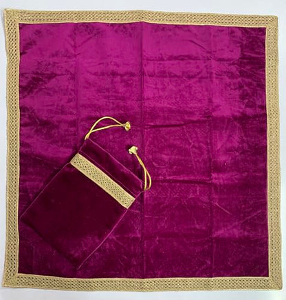 SMMS Spiritual Velvet Table Cloth Altar Tarot Spread (Wine, Medium- 61cm*61cm/ 24inch*24inch) - color: Wine, size: Medium- 61cm*61cm/ 24inch*24inch