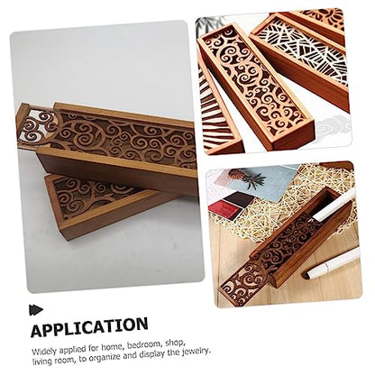 Decorative Wooden Storage Box Lid Rustic Hollow Design for Jewelry Keepsakes and Souvenirs Compact and Lightweight Wooden Box for Home Decor and Organization