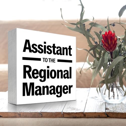 Assistance to the Regional Manager Wood Block Sign Desk Decor,Funny Humor Wooden Box Plaque Sign Desk Decor for Home Office Shelf Table Decor Decorations - style: Assistance to