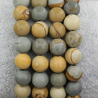 Amandastone Natural Gemstone 8mm Round Beads Stretch Bracelet 7 Inch - color: Matt Owyhee Picture Jasper