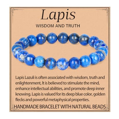 LPBeads Handmade Natural Gemstone Stretch Elastic Bracelet Healing Crystal Round Stone Beads Jewelry Gifts for Women Men