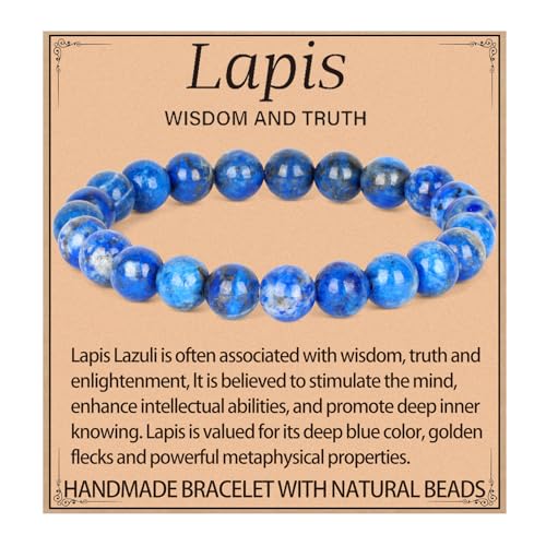 LPBeads Handmade Natural Gemstone Stretch Elastic Bracelet Healing Crystal Round Stone Beads Jewelry Gifts for Women Men