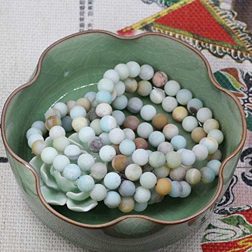 Keleny Gem Semi Precious Gemstones 8mm Natural Stone Round Beads Crystal Stretch Bracelets 7 Inch Unisex - color: 8mm Matte Multicolor Amazonite