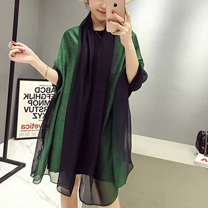 Cotton Silk Scarf Elegant Soft Wraps Color Shade Scarves for Women - color: Dark Green