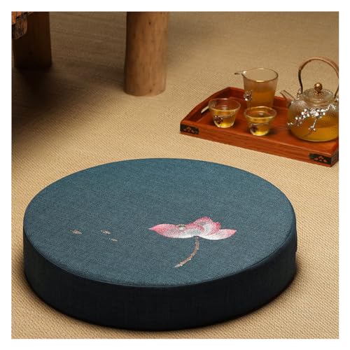 Round Meditation Cushion Mat Set with Washable Cotton Linen Cover, Tatami Cushion Floor Larger Yoga Mat Bolster Floor Pillows Seating for Adults Meditation Accessori W-40CM - color: W, size: 40CM