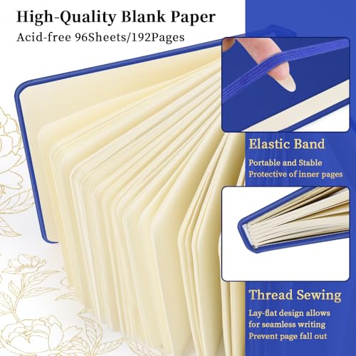 E-WEICHEN Square 5x5 inches 80gsm 96sheets/192 Pages Notebooks Blank Sketchbooks Travel Journal Pocket Hardcover Paint Writing Diary Memo Planner PU Leather Cover. Sapphire Blue - color: PU Cover-5x5in-Sapphire Blue