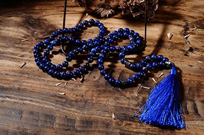 mala Beads Necklace for Women Man, mala Bracelet, Prayer Beads Necklace - color: lapis lazuli