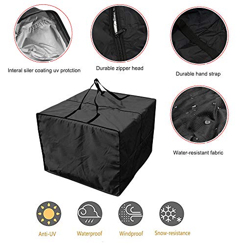 Zulux Outdoor Cushion Storage - Durable 210D Patio Cushion Bag with Zippered Closure and Handles - 32" x 32" x 24" Capacity - color: Black