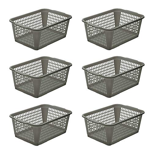 YBM HOME 6-Pack Plastic Storage Basket for Office Drawer, Desktop and Classroom - Multipurpose Perforated Bin Tray Organizer for Shelves, Kitchen Pantry, Kids Room, and More 32-1184-6 Gray - color: Gray