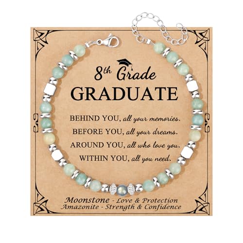 JoycuFF 𝗚𝗶𝗳𝘁𝘀 𝗳𝗼𝗿 𝗪𝗼𝗺𝗲𝗻 𝗠𝗼𝗼𝗻𝘀𝘁𝗼𝗻𝗲 𝗕𝗿𝗮𝗰𝗲𝗹𝗲𝘁 Amazonite Colorful Imperial Jasper Stainless Steel Beads Bracelets, Graduation Christmas Valentines Mothers Day Birthday Gifts - style: 8th Grade Graduation Gifts-Amazonite