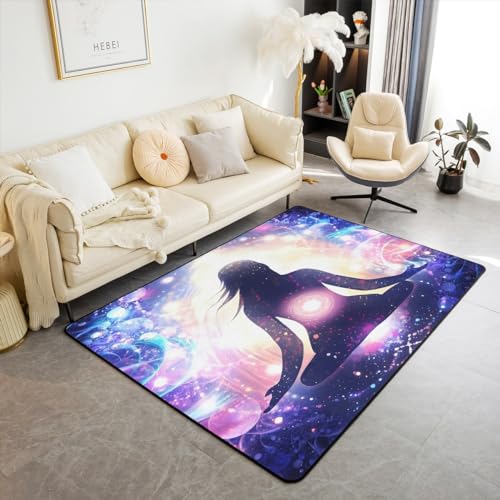 jejeloiu Yoga Rugs for Living Room Bedroom Area Rug 4x5 Women Men Zen Spiritual Decorative Carpet for Kitchen Laundry Entryway Floor Mats - size: 3'11" x 5'3" (Rectangular)