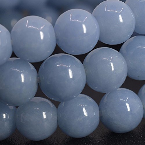Justinstones Gem Semi Precious Gemstone 8mm Round Beads Stretch Bracelet 7 Inch Unisex - color: Angelite