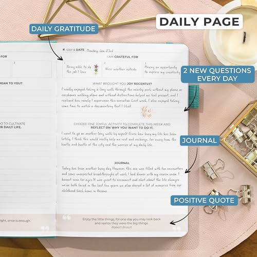 Clever Fox Happiness Notebook – Daily Positivity Journal for Women with Prompts & Positive Quotes – Affirmation & Self Esteem Gifts (Turquoise) - color: Turquoise