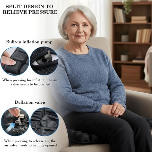 Inflatable Travel Cushion & Neck Pillow – Airplane Seat Cushion with 3D Air Cell, Chair Cushion for Office, Non-Slip Waterproof Pad, Wheelchair, Flight Seat Cushion, Travelling Cushion