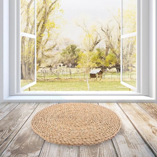 Woven Meditation Floor Pillow Cushion 40x40cm Natural Straw Mat Traditional Yoga Sitting Pad for Adults Zen Meditation and Tatami Seating Cushion