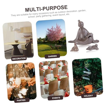 VOSAREA 3pcs Sand Ceramic Household Adornment Zen Rockery Decoration for Home Includes Styles Book and Sitting Figures for Interior Decor and Giving