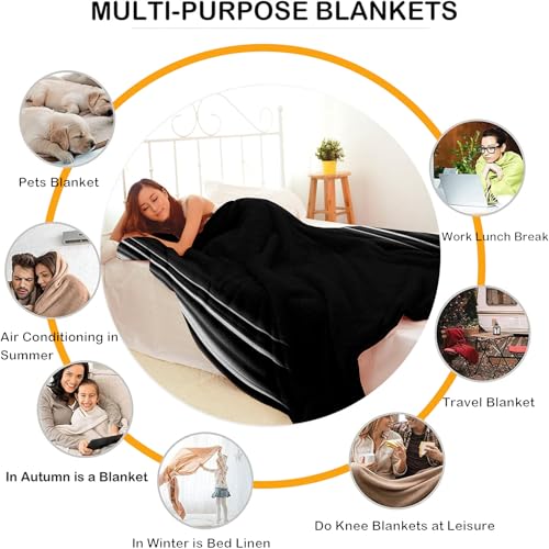 Soft Plush Bedding White and Black Fleece Blanket,Super Cozy Fluffy Plush Abstract Ombre Print Throw Blanket for Couch, Sofa, Bed 47"x59" - color: White and Black