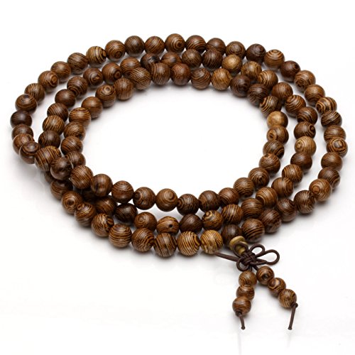 MILAKOO 108 Wood Beads Bracelet/Necklace Mala Prayer Buddha Meditation Link Wrist Bracelet… - style: 8mm