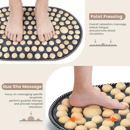 Feet Acupressure Mat, Wood Foldable Foot Massager Mat, Portable Pressure Point Massage Pad, Anti Fatigue Office Standing Desk Pad, Reflexoloy mat, Stand Up Pad, Relieve Foot Pain