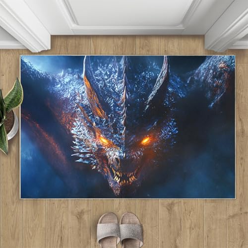 Fierce Dragon Rug 5x6-5x6 Rug, Ancient Animal Area Rugs for Living Room, Dark Fantasy Washable Rugs for Bedroom, Fantasy Mat, Magical Animal Carpet - Western Dragon Home Decor - color: 1-fierce Dragon, size: 5x6ft (60x72in)