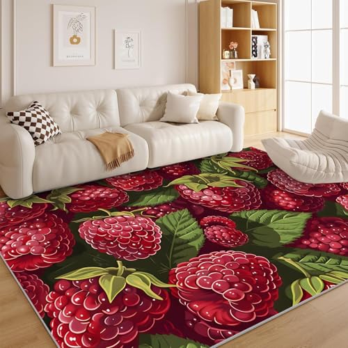 Raspberry 5x7 Rug - Jungle Rug 2x3 - Fruit Area Rug for Living Room Bedroom, Modern Carpet, Washable & Non Slip & Soft Small Entrance Rugs for Women Teens D15 - color: 3d Modern D15, size: 2x3 ft rug x 1