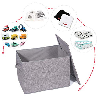 2 Pack Large Foldable Storage Box with Lids Fabric Storage Cube Organizer Cloth Containers Bins Baskets for Closet Clothes Clothing Bed Room