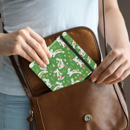 E-WEICHEN Square 4.8x4.8 inches 80gsm 96sheets/192 Pages Notebooks Blank Sketchbooks Travel Journal Pocket Hardcover Paint Writing Diary Memo Planner Cloth Cover. Green Rabbit - color: Cloth Cover-4.8x4.8in-Green Rabbit