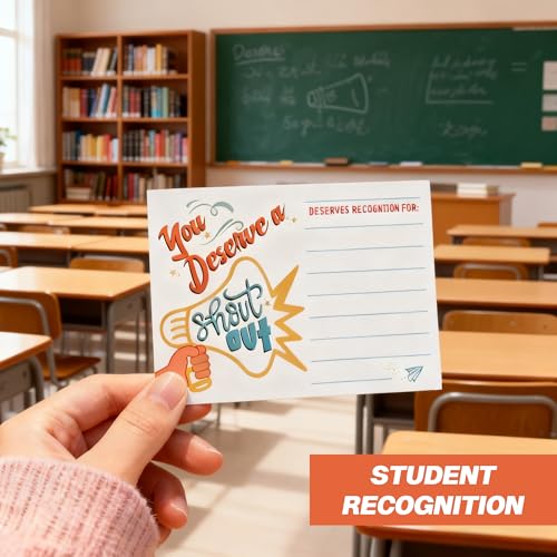52 Pcs Positive Shout Out Card – Appreciation and Recognition Cards for Teachers, Students, Employees, and Office Staff – Motivational Reward Cards for School Workplace - color: Speaker