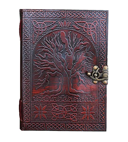 jaald 8" Blank Leather Journal large diary travel writing pad sketch book gift for kids school notebook fancy journal without lines with Clasp lock