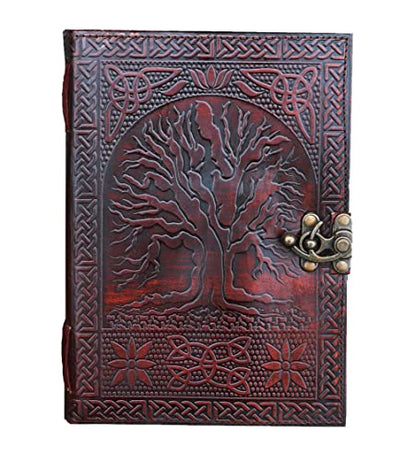 jaald 8" Blank Leather Journal large diary travel writing pad sketch book gift for kids school notebook fancy journal without lines with Clasp lock