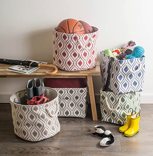 DII Polyester Container with Handles, Ikat Storage Bin, Medium, Mineral Gray - color: Mineral Gray, size: Medium
