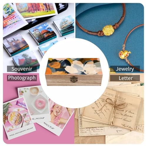 Warm Earth Tone Wooden Box Wooden Storage Box Wooden Boxes for Storage Wooden Box with Hinged Lid Wooden Jewelry Box Wooden Jewelry Box for Women Small Wooden Box