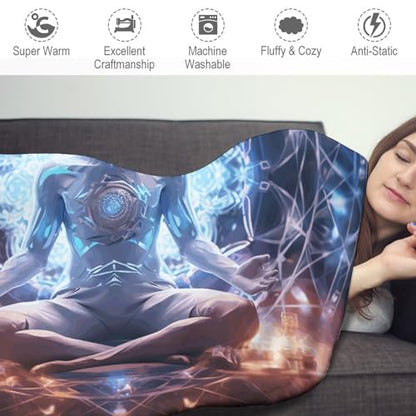 Meditation Energy Round Blanket Washable Flanne Tapestry Soft Novelty Rug for Adult Non-Slip Home Decor Circular Throw Carpet for Indoors Outdoors Travel Home 60 Inch