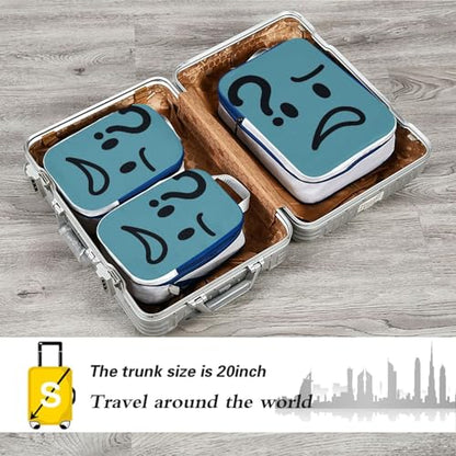 Waterproof 3 Set Travel Packing Cubes For Suitcases Polyester Folding Closet Organizer, Question Mark Confused Look (3 Set) - color: Question Mark Confused Look
