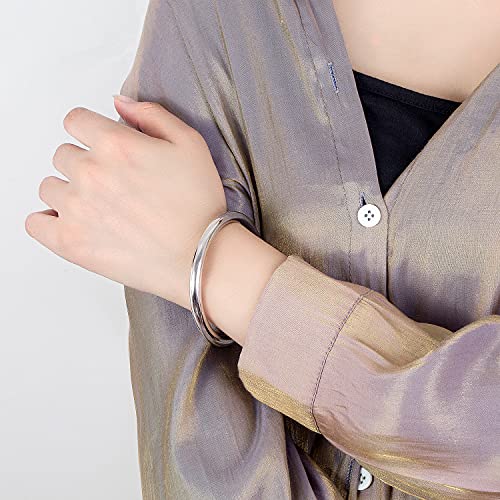Dankadi Minimalism Women Men 925 Sterling Silver Bracelet Width 7-8MM Diameter 60-65 mm Solid Smooth On Bangle Cuff Fashion Fine Jewelry Gifts - color: Width 7MM 1 Piece, size: 9.13 inches