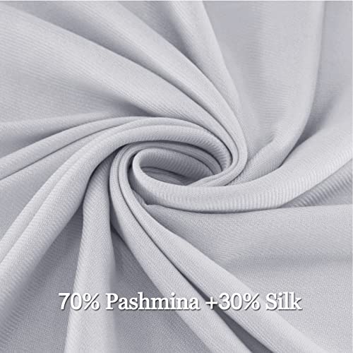 Soft Silky Pashmina Shawl Wraps Solid Colors Scarf for Wedding Evening Dresses - color: D-silver Grey