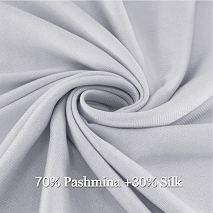 Soft Silky Pashmina Shawl Wraps Solid Colors Scarf for Wedding Evening Dresses - color: D-silver Grey