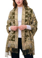 Achillea Elegant Paisley Floral Pashmina Shawl and Wrap – Boho Rave Scarf for Festival, Travel & Everyday Wear - color: Olive Green